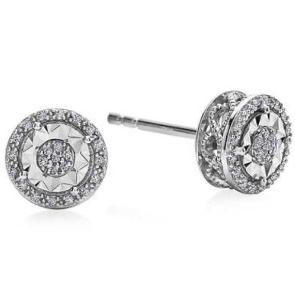 MERAKi Diamonds Jewelry - 🎉 1/10 CT Natural Diamond Sterling Halo Studs